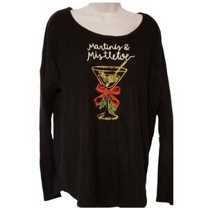 Tru Self Black Long Sleeve NWT Martini & Mistletoe Size Medium